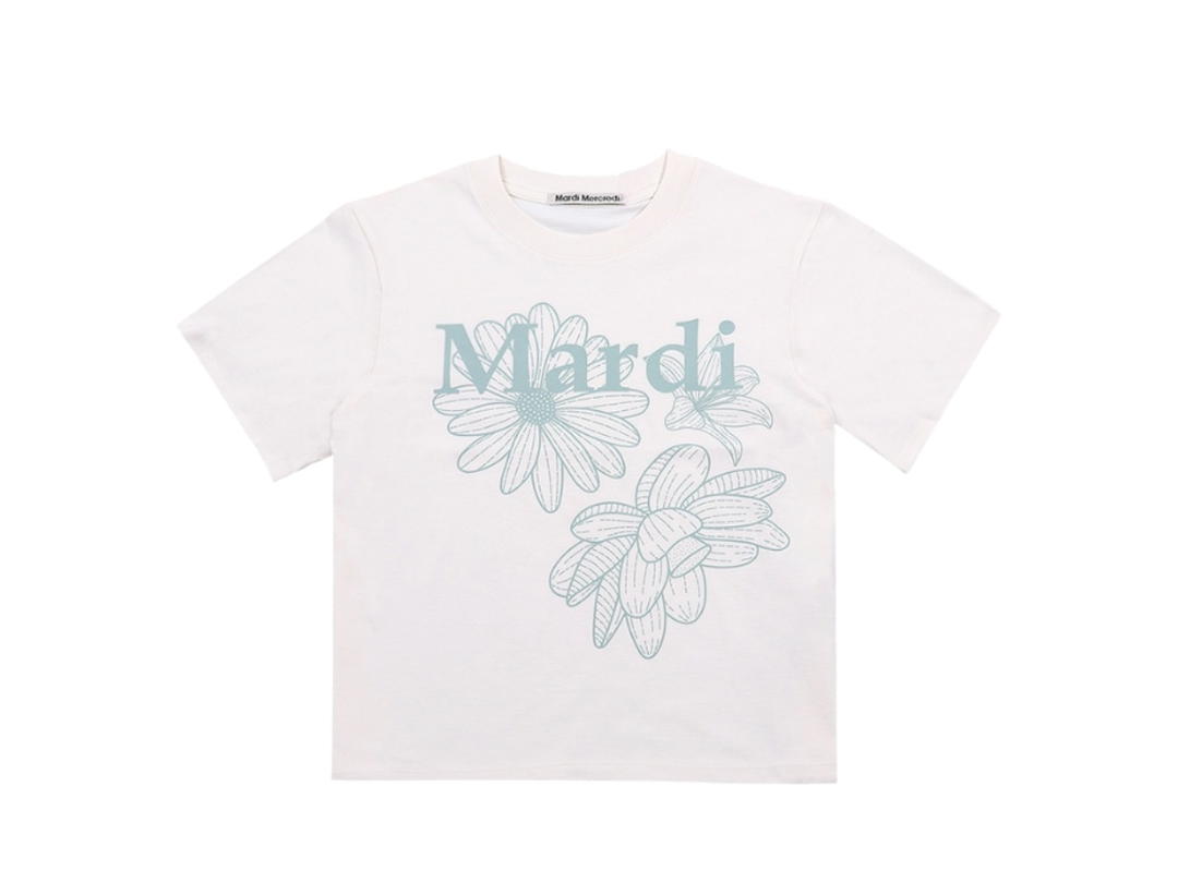 Mardi Mercredi Mardi Mercredi Slim Tshirt Triple Flower Cream Mossgreen