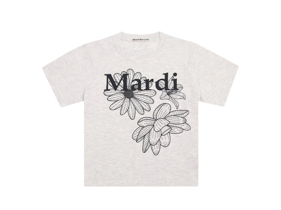 Mardi Mercredi Mardi Mercredi Slim Tshirt Triple Flower Oatmeal Black