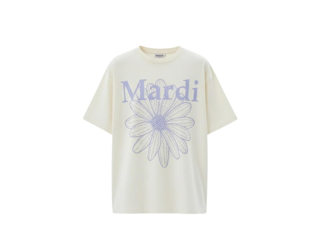 Mardi Mercredi Mardi Mercredi Tshirt Flowermardi Cream Lightpurple