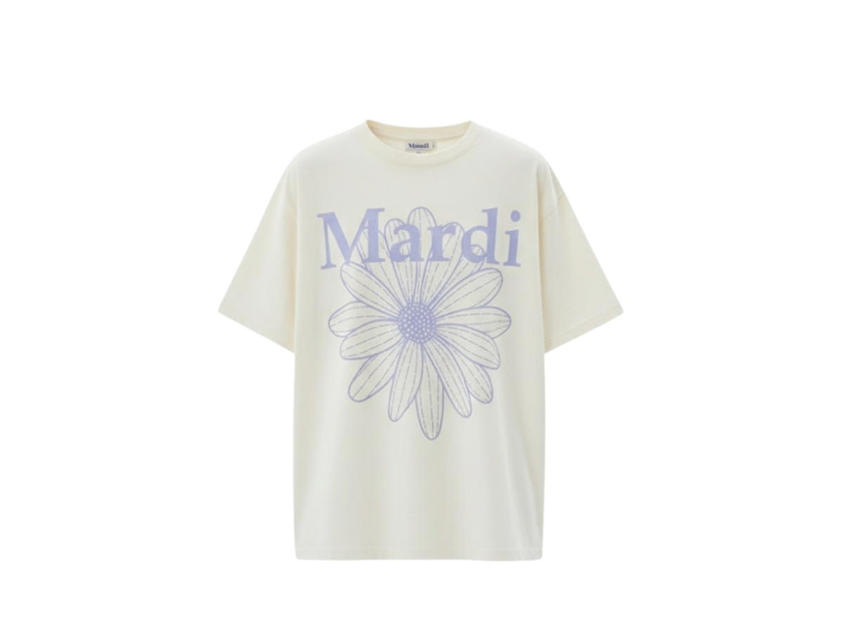 Mardi Mercredi Mardi Mercredi Tshirt Flowermardi Cream Lightpurple