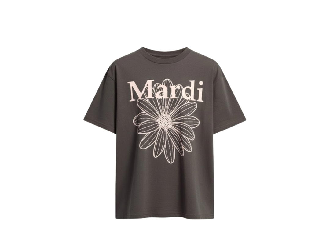 Mardi Mercredi Mardi Mercredi Tshirt Flowermardi Charcoal Pale Pink