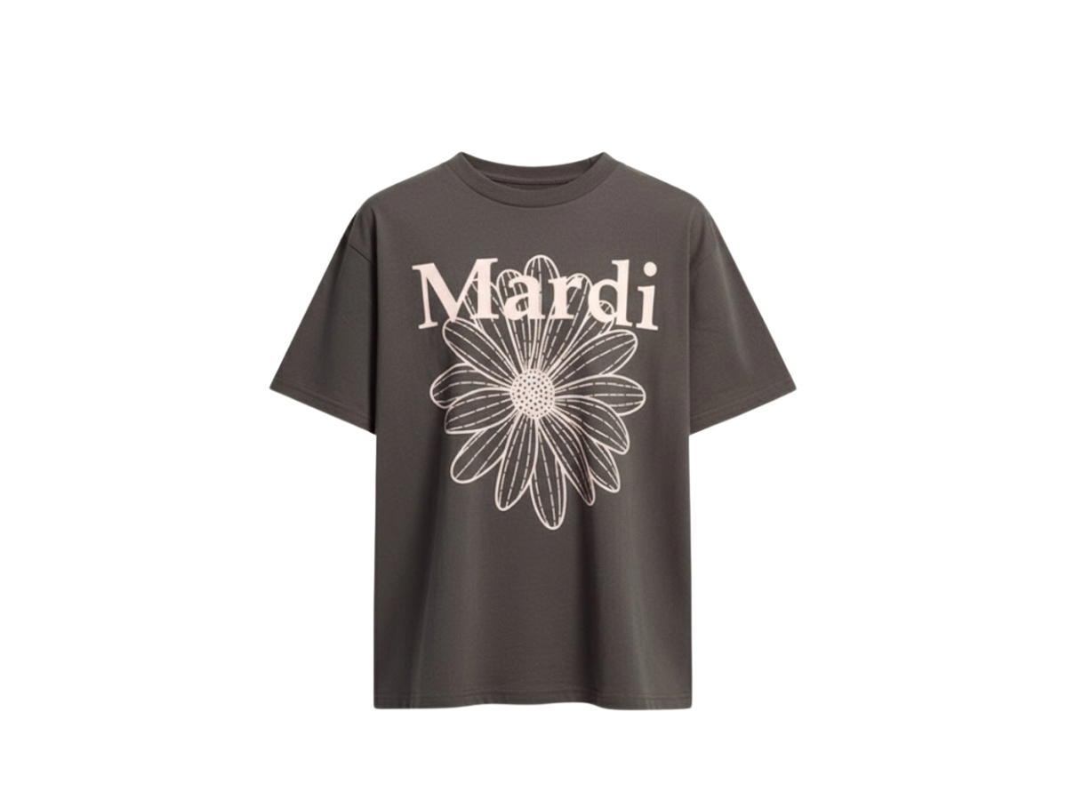 Mardi Mercredi Mardi Mercredi Tshirt Flowermardi Charcoal Pale Pink