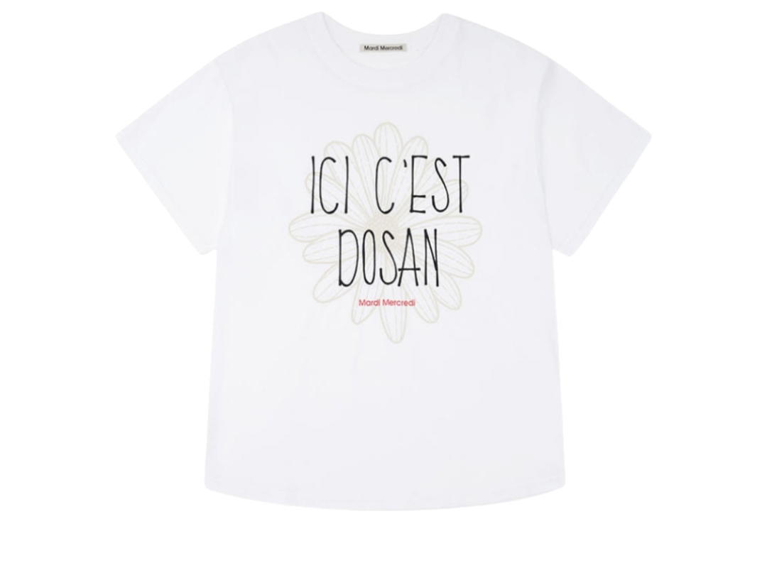 Mardi Mercredi Mardi Mercredi Tshirt Flowermardi Dosan Exclusive White Beige