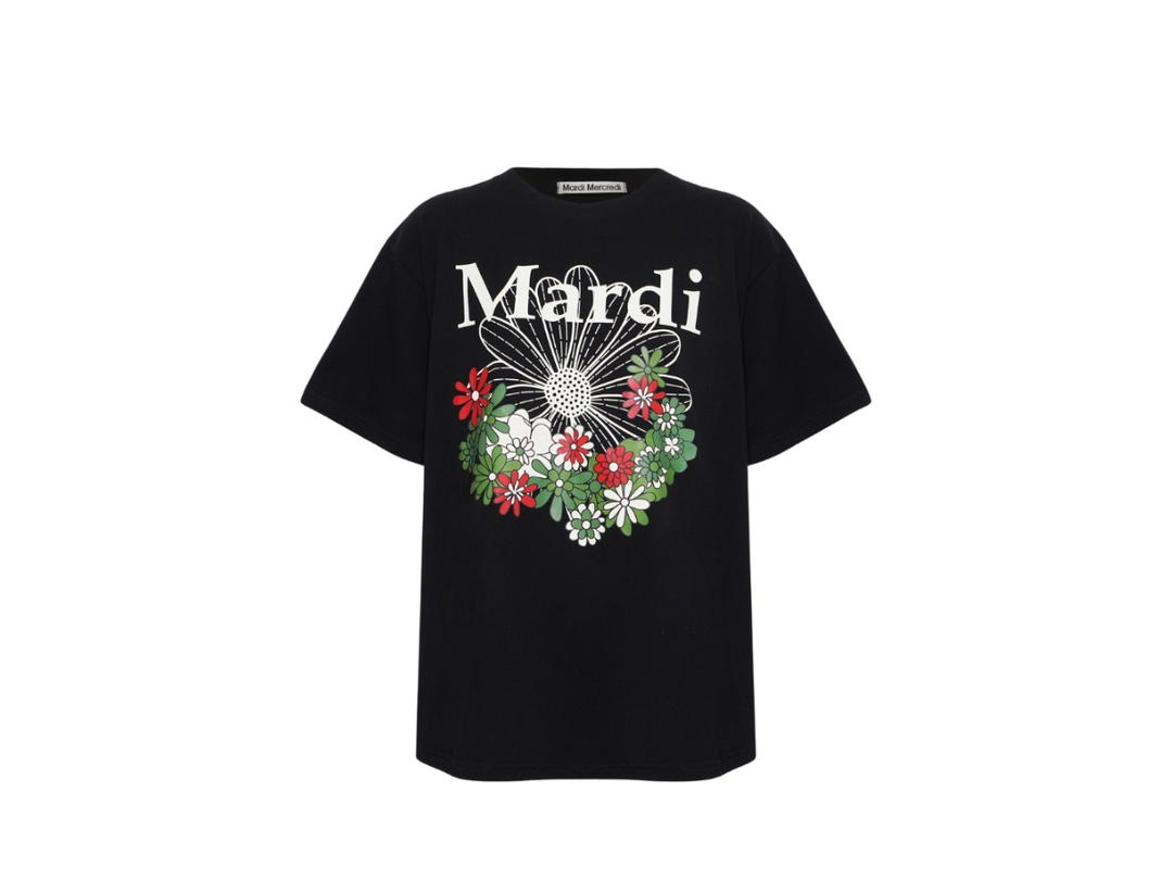 Mardi Mercredi Mardi Mercredi Tshirt Flowermardi Jardin Black Ivory