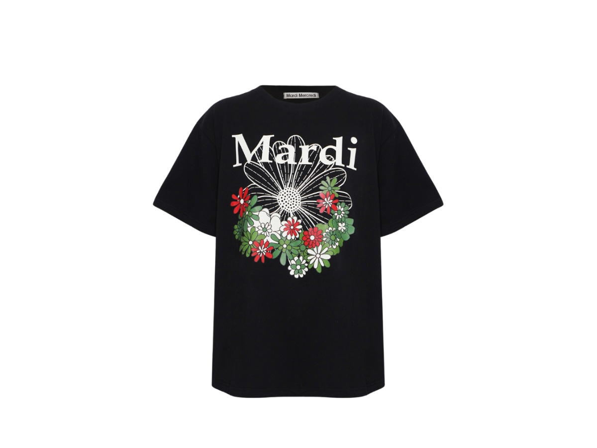 Mardi Mercredi Mardi Mercredi Tshirt Flowermardi Jardin Black Ivory