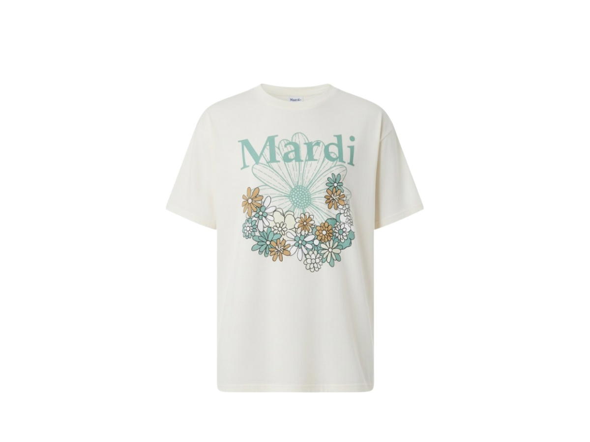 Mardi Mercredi Mardi Mercredi Tshirt Flowermardi Jardin Cream Mossgreen