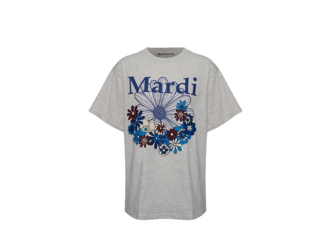 Mardi Mercredi Mardi Mercredi Tshirt Flowermardi Jardin Oatmeal Blue
