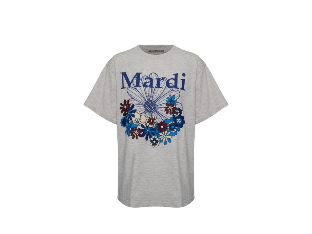 Mardi Mercredi Mardi Mercredi Tshirt Flowermardi Jardin Oatmeal Blue