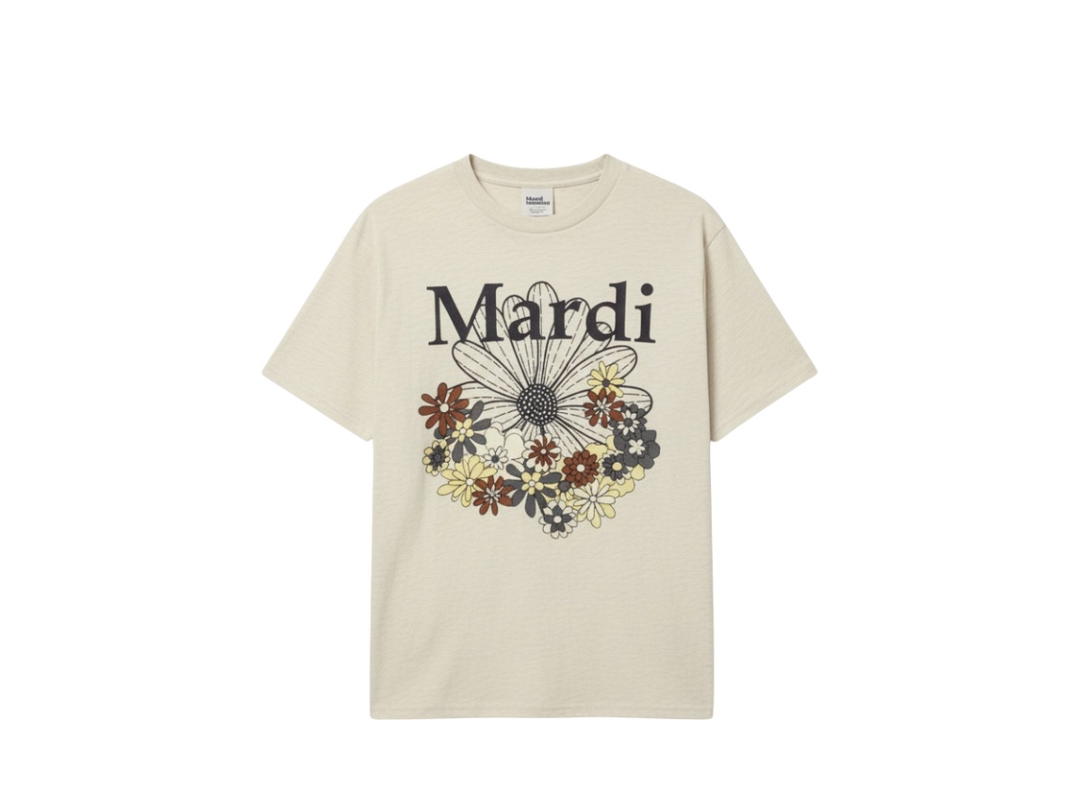 Mardi Mercredi Mardi Mercredi Tshirt Flowermardi Jardin Oatmeal Black