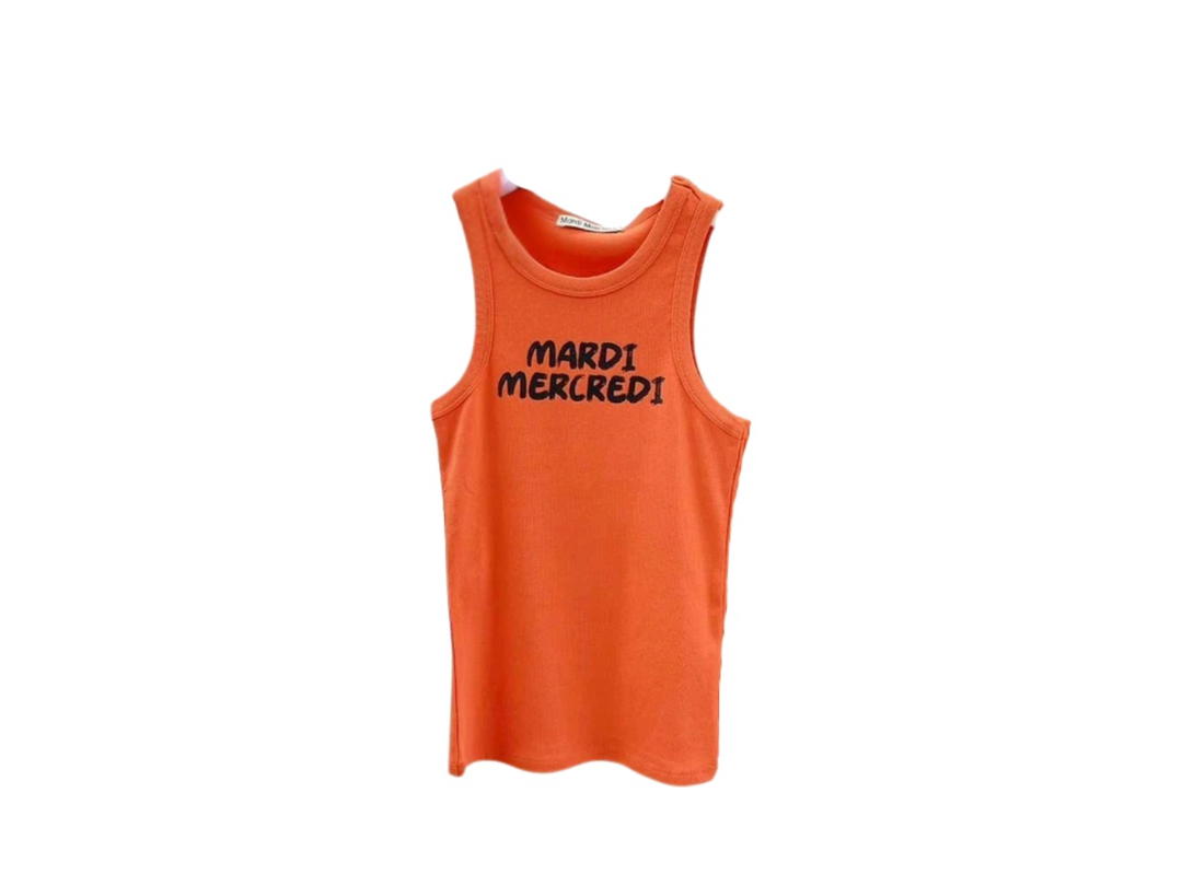 Mardi Mercredi Mardi Mercredi Tank Racer Brush Logo Orange Black