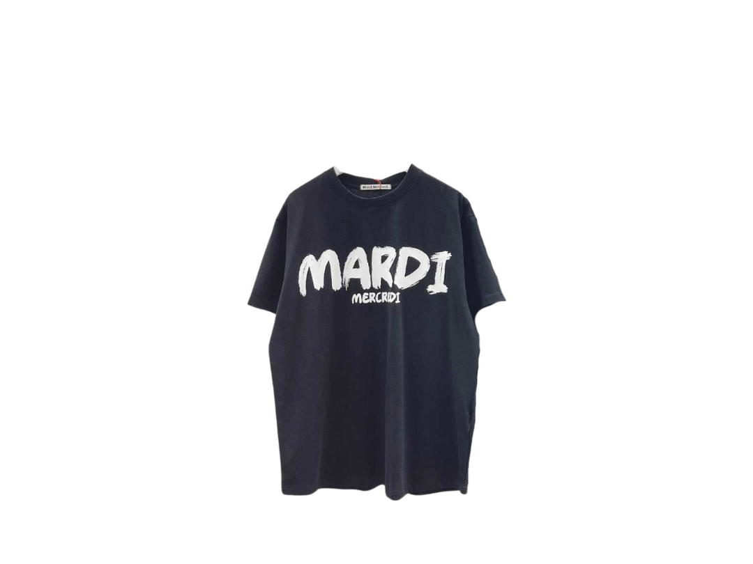 Mardi Mercredi Mardi Mercredi T-shirt Brush Logo Contrast Black White