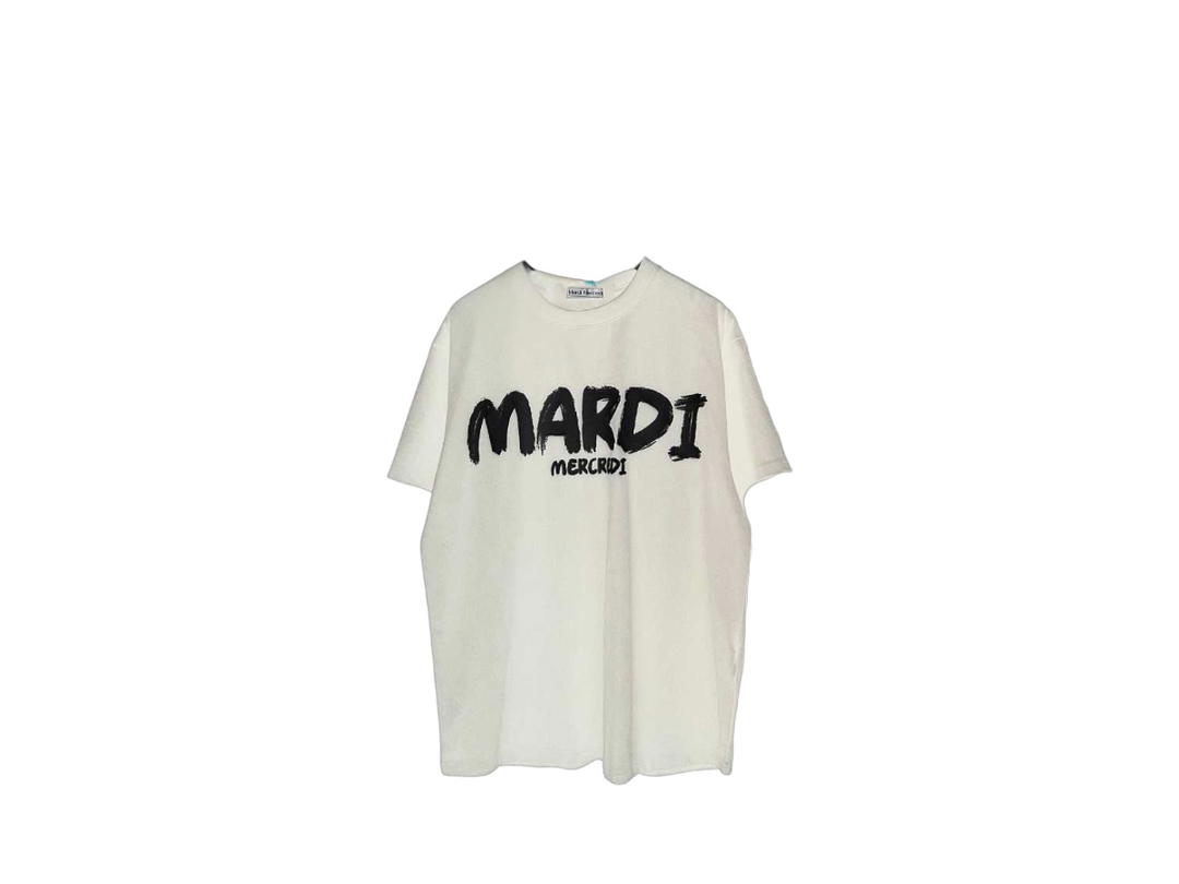 Mardi Mercredi Mardi Mercredi T-shirt Brush Logo Contrast Ivory Black