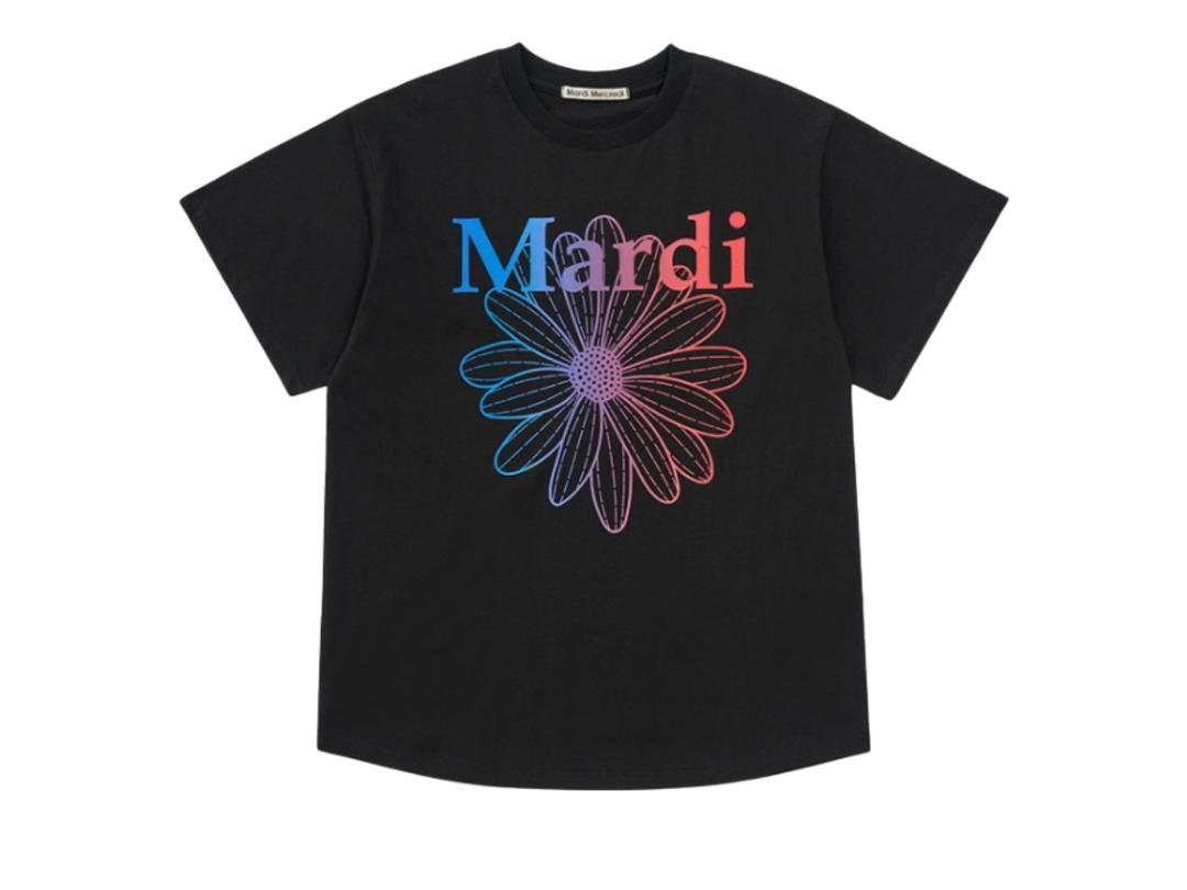 Mardi Mercredi Mardi Mercredi T-Shirt Flowermardi Francecoree 140 Gradation Black (W)