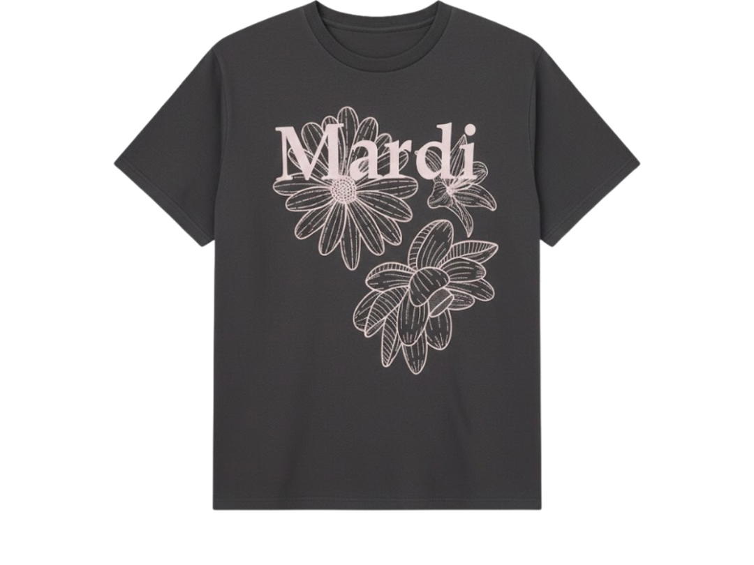 Mardi Mercredi Mardi Mercredi Tshirt Triple Flower Charcoal Palepink
