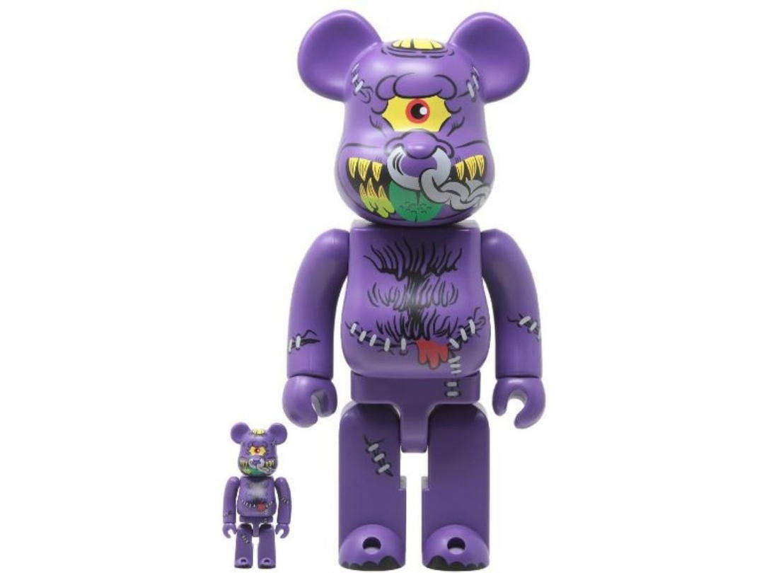 Medicom Toy MEDICOM MADBALLS HORN HEAD BEARBRICK FIGURE SET (PURPLE) 400% + 100%
