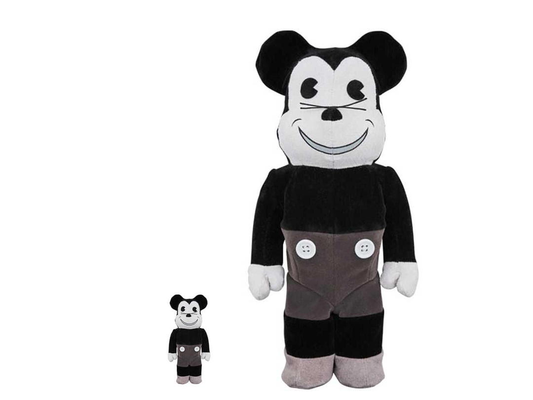 Medicom Toy BE@RBRICK Mickey Mouse [Vintage Ver. Black & White] 400% + 100%
