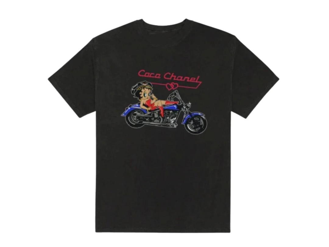 Mega Yacht Mega Yacht  Betty Boop coco Chanel Biker T-Shirt Black