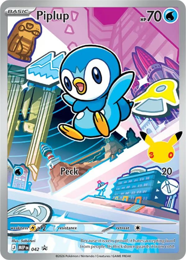 Pokemon Pokemon Piplup PROMO [MEP 042] Mega Evolution "Mega Evolution Black Star Promos" [First Partner Illustration Collection (Series 1)] (EN)