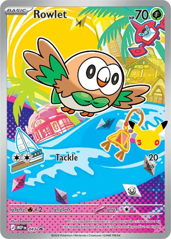 Pokemon Pokemon Rowlet PROMO [MEP 043] Mega Evolution "Mega Evolution Black Star Promos" [First Partner Illustration Collection (Series 1)] (EN)