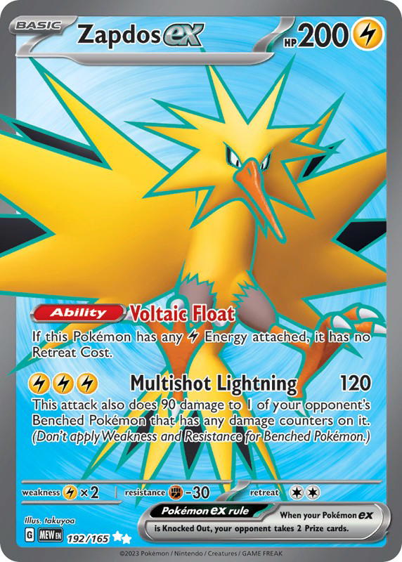 Pokemon Pokemon Zapdos ex UR [MEW 192/165] Scarlet & Violet "151" (EN)