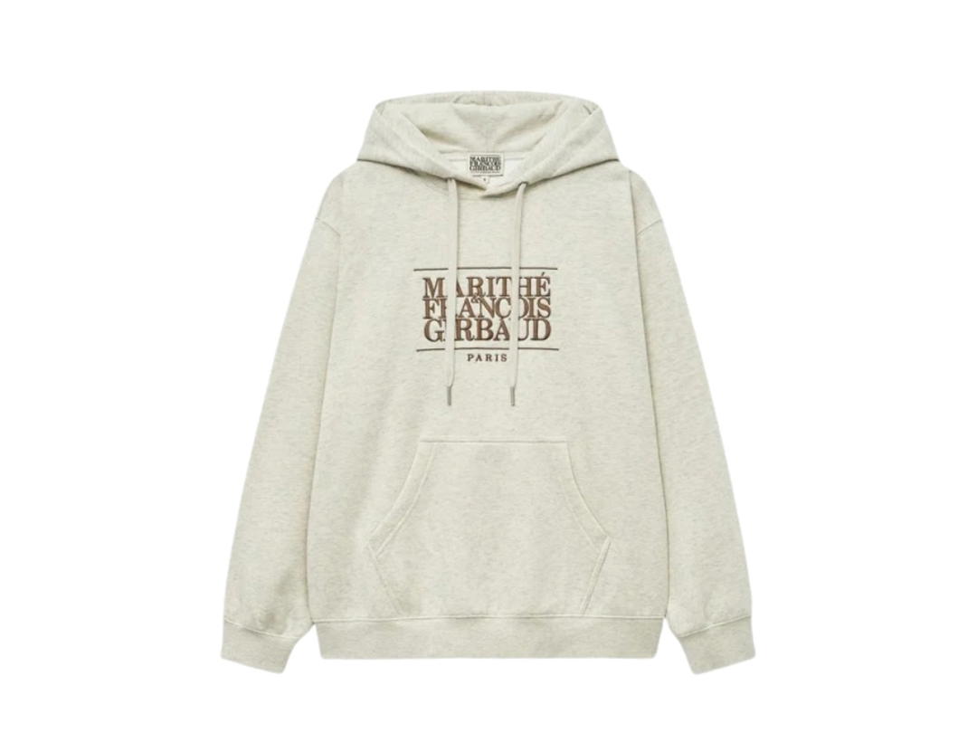 Marithe Francois Girbaud Marithe Francois Girbaud Classic Logo Embroidery Hoodie Brushed Oatmeal