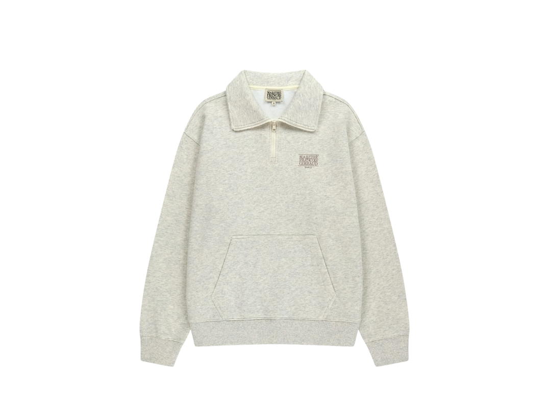 Marithe Francois Girbaud Marithe Francois Girbaud Classic Logo Half Zipup Sweatshirt Oatmeal