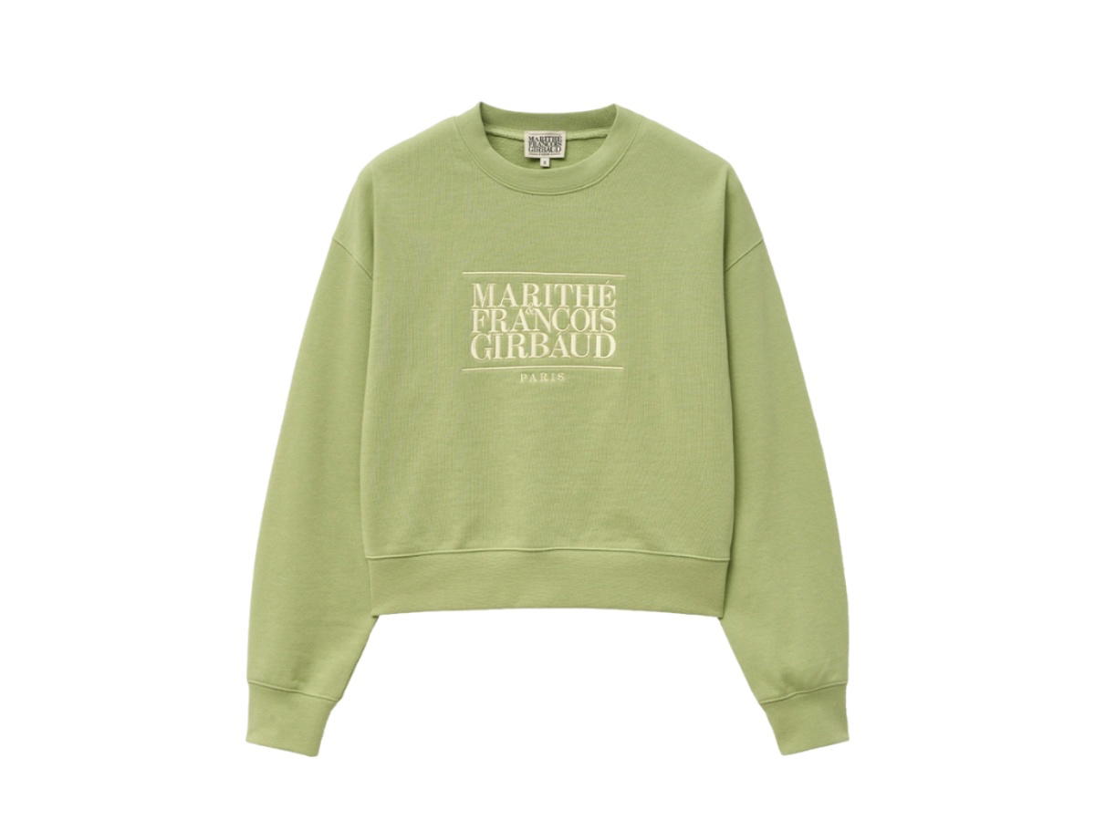 Marithe Francois Girbaud Marithe Francois Girbaud W Classic Logo Crop Sweatshirt Light Green