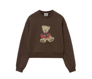 Buy Marithe Francois Girbaud W Doodle Bear Crop Sweatshirt Dark Brown at Sasom – Authentic and Ready to Ship