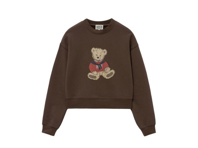 Marithe Francois Girbaud Marithe Francois Girbaud W Doodle Bear Crop Sweatshirt Dark Brown - view 1