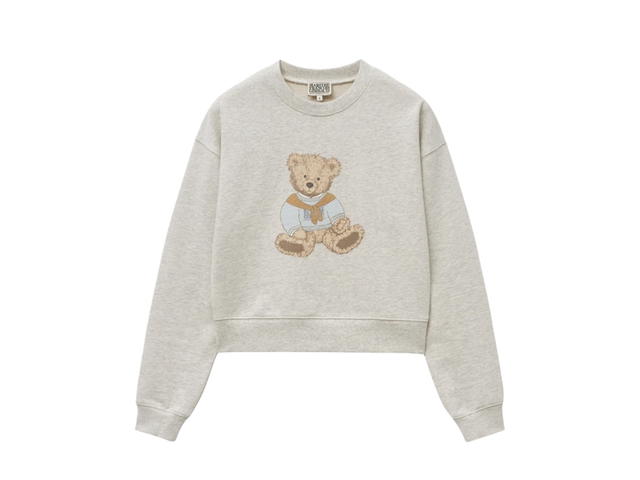 Marithe Francois Girbaud Marithe Francois Girbaud W Doodle Bear Crop Sweatshirt Oatmeal - view 1