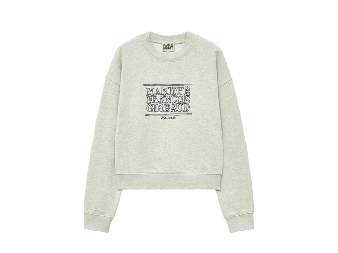 Marithe Francois Girbaud Marithe Francois Girbaud W Doodle Classic Logo Crop Sweatshirt Oatmeal