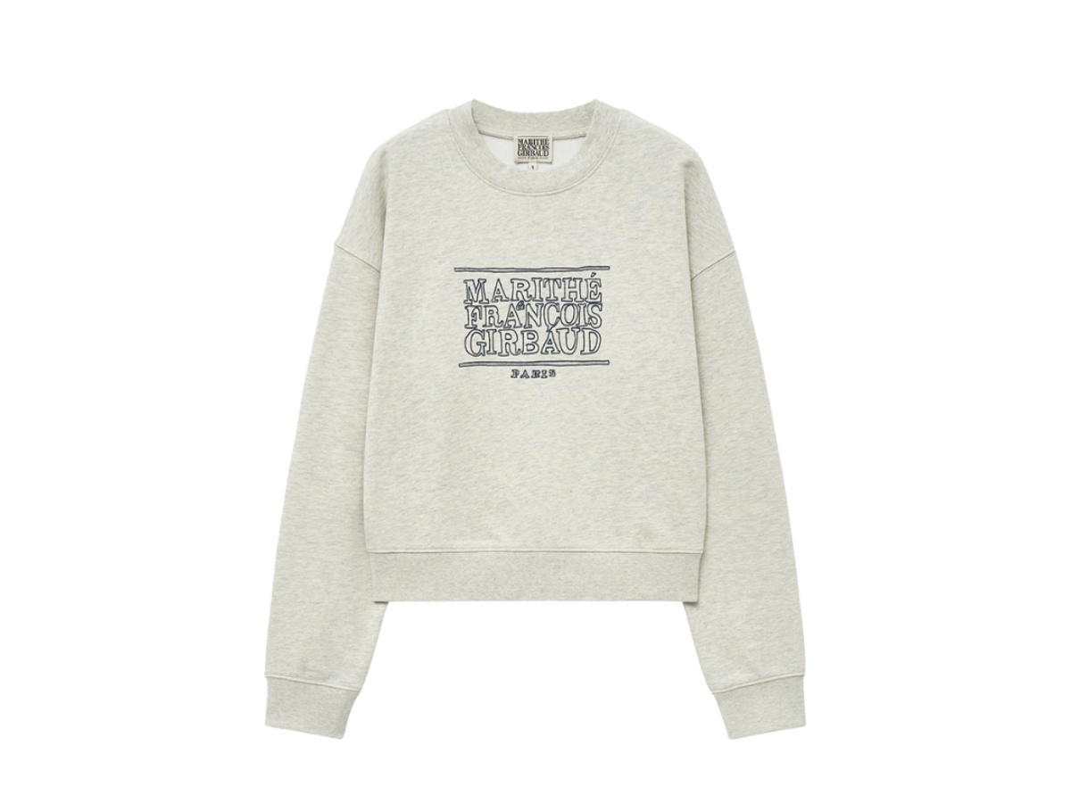Marithe Francois Girbaud Marithe Francois Girbaud W Doodle Classic Logo Crop Sweatshirt Oatmeal