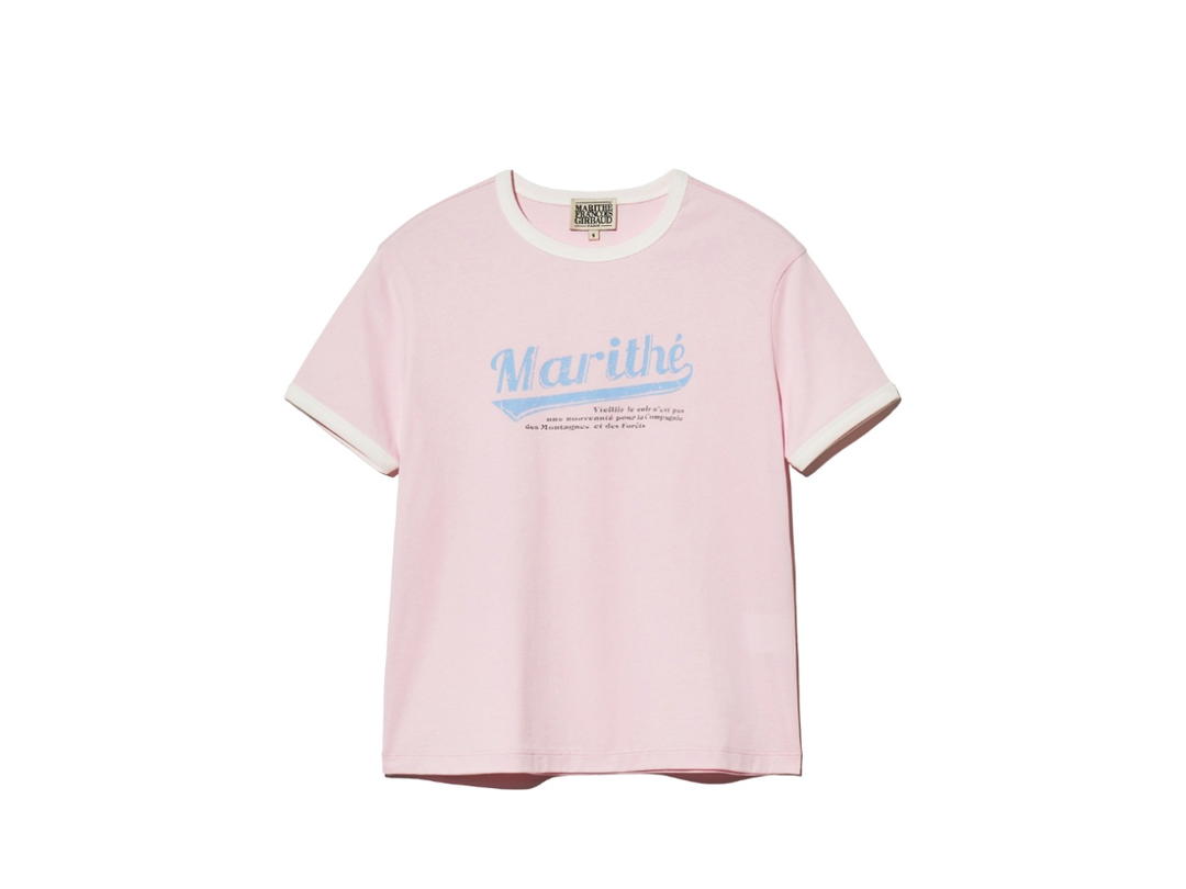 Marithe Francois Girbaud Marithe Francois Girbaud W Vintage Baseball Ringer Tee Pink