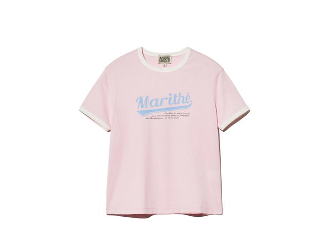 Marithe Francois Girbaud Marithe Francois Girbaud W Vintage Baseball Ringer Tee Pink - view 1