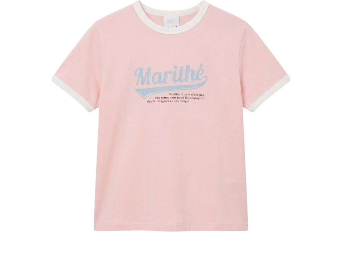 Marithe Francois Girbaud Marithe Francois Girbaud W Vintage Baseball Ringer Tee Pink (Women's)