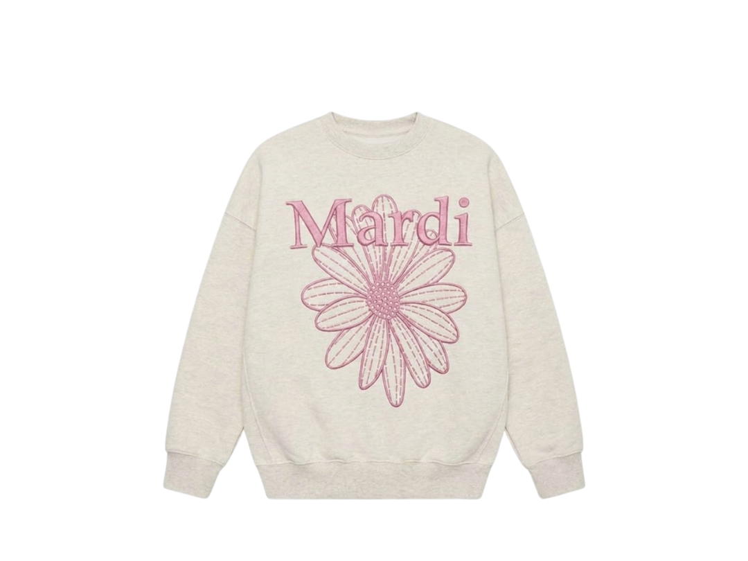 Mardi Mercredi Mardi Mercredi Sweatshirt Flowermardi Needlework Oatmeal Pink