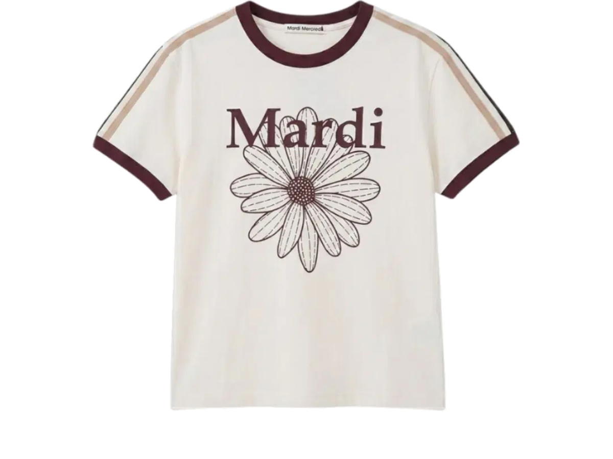 Mardi Mercredi Mardi Mercredi Linger Tshirt Flowermardi Cream Burgundy (Women's)