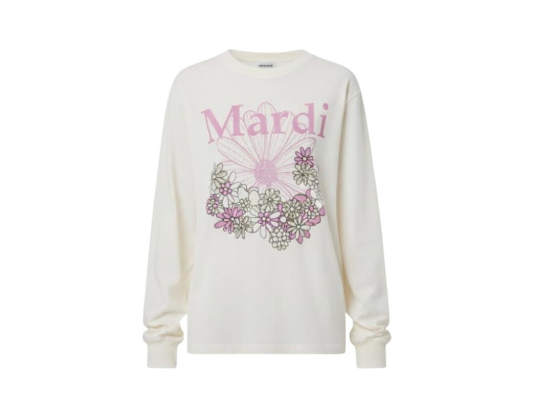 Mardi Mercredi Mardi Mercredi Tshirt Long Sleeve Flowermardi Jardin Cream Pinklavender