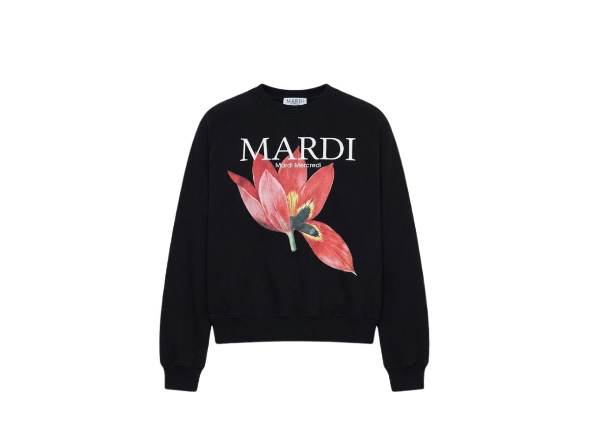 Mardi Mercredi Mardi Mercredi Sweatshirt Raglan Lilies 03 Black (W)