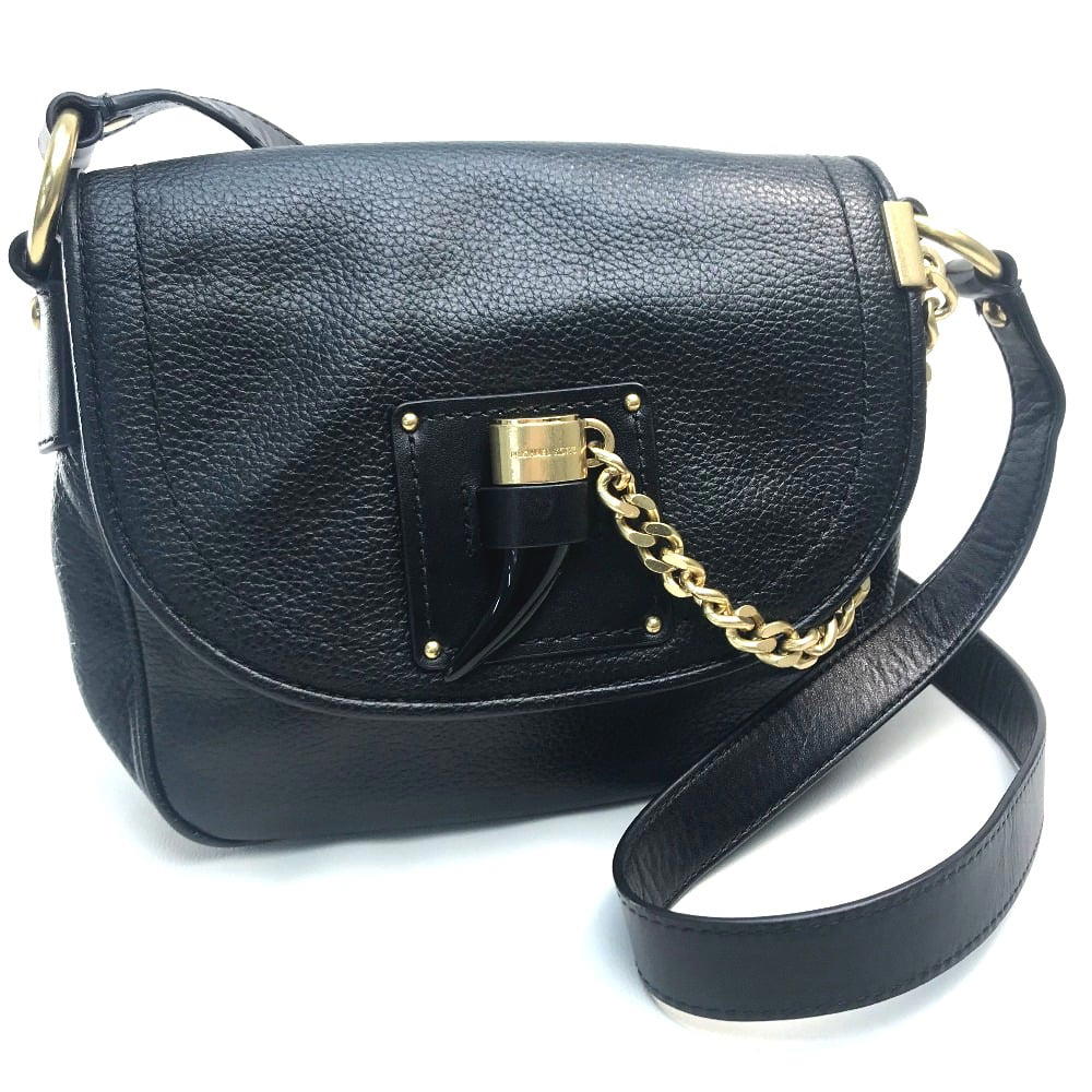 Michael Kors MICHAEL KORS 30F6AJYM7L Charm Shoulder Bag Leather Black/GoldHardware