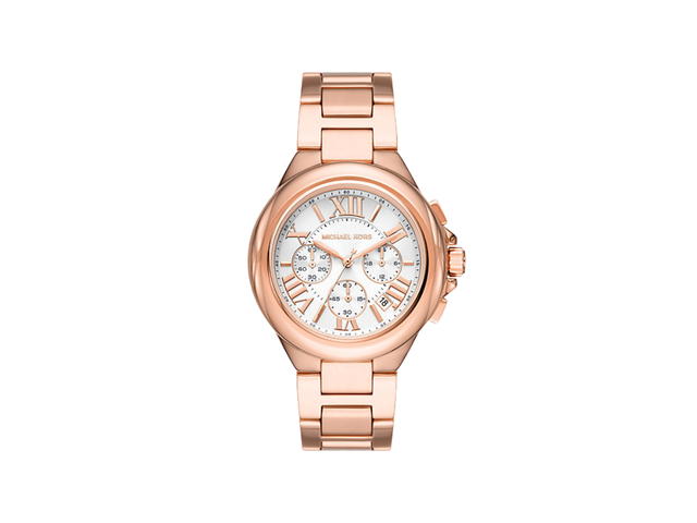 Michael Kors Michael Kors Oversized Camille Watch 45MM In Stainless Steel With Rose Gold-Tone Bazel-Gold Dial - view 1