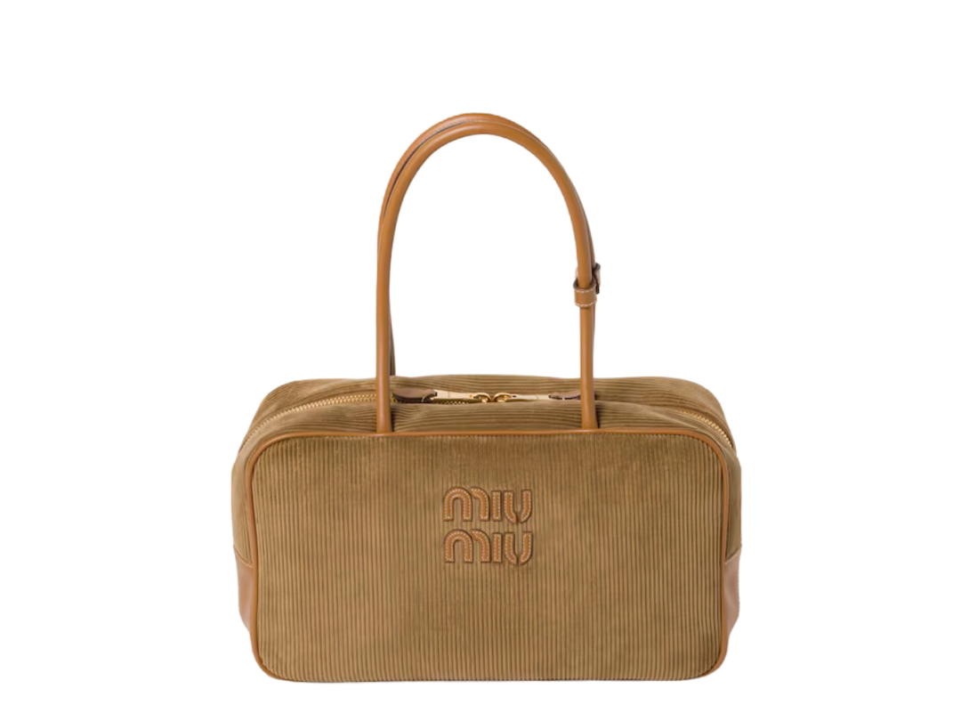 Miu Miu Miu Beau corduroy top-handle bag With Gold-tone hardware Cinnamon