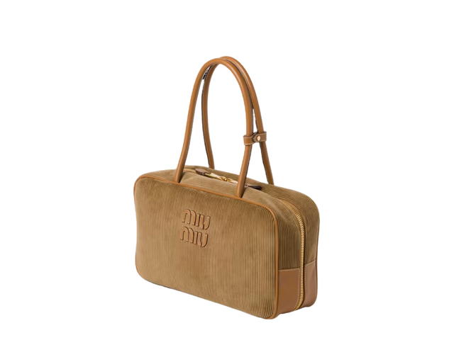 Miu Miu Miu Beau corduroy top-handle bag With Gold-tone hardware Cinnamon - view 3