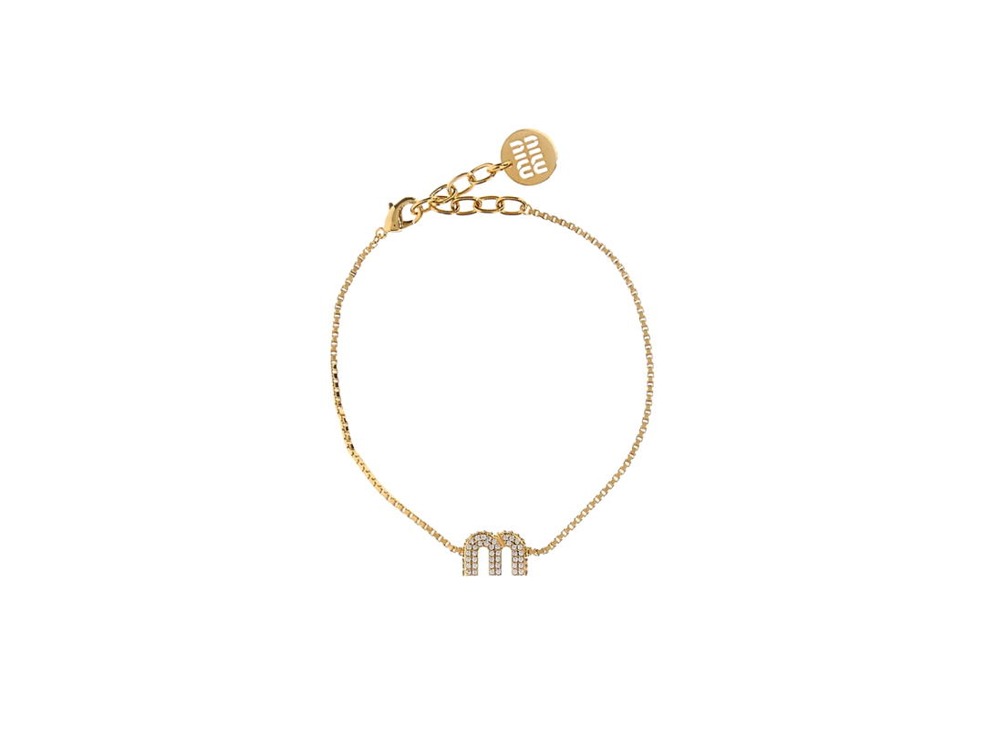 Miu Miu Miu Miu Embellished Bracelet Gold