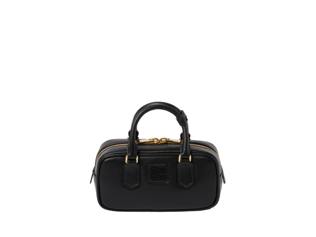 Miu Miu Miu Miu Arcadie Leather Bag 22CM In Leather With Gold-Tone Hardware Black