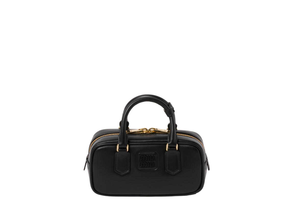 Miu Miu Miu Miu Arcadie Leather Bag 22CM In Leather With Gold-Tone Hardware Black