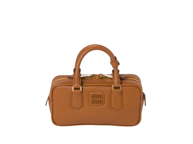Miu Miu Miu Miu Arcadie Leather Bag 22CM In Leather With Gold-Tone Hardware Cognac - view 1