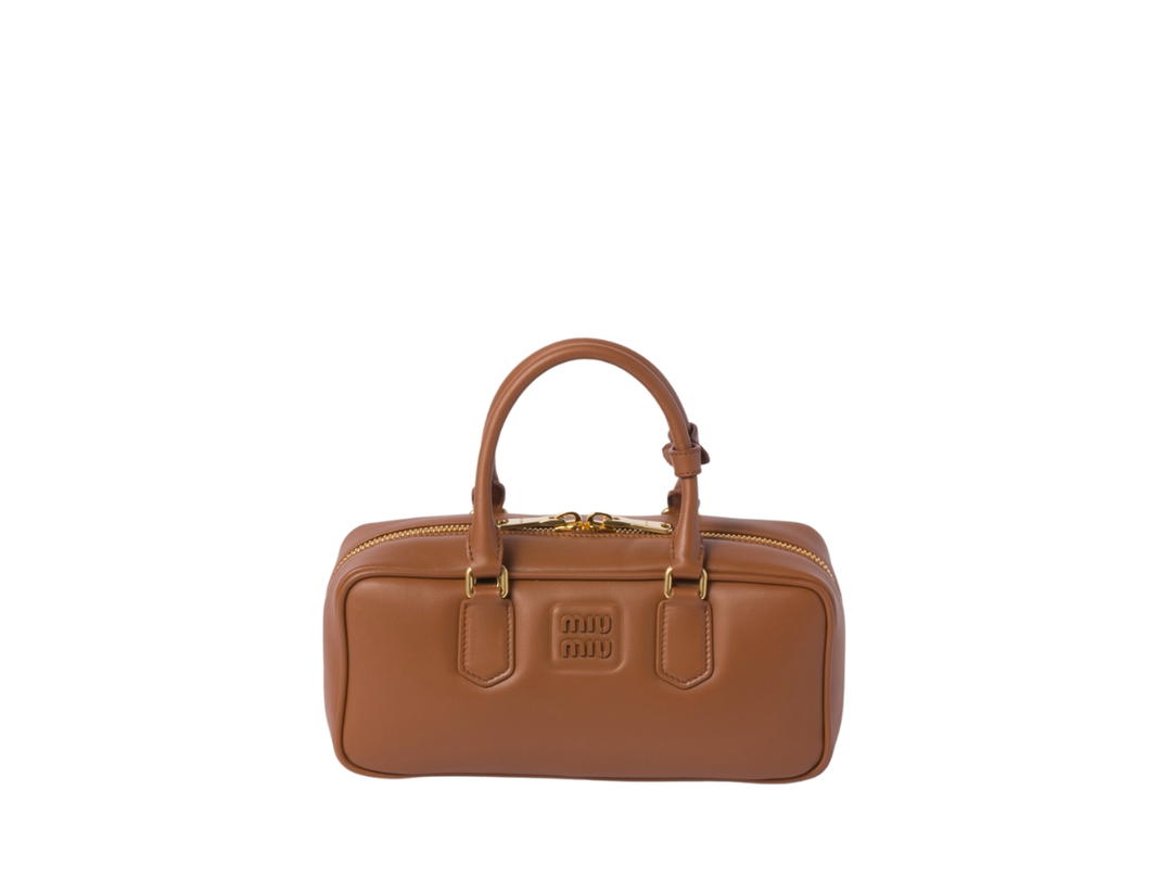 Miu Miu Miu Miu Arcadie Leather Bag 27CM In Leather With Gold-Tone Hardware Cognac