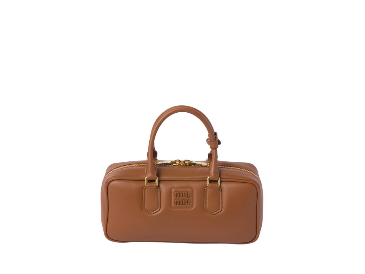 Miu Miu Miu Miu Arcadie Leather Bag 27CM In Leather With Gold-Tone Hardware Cognac