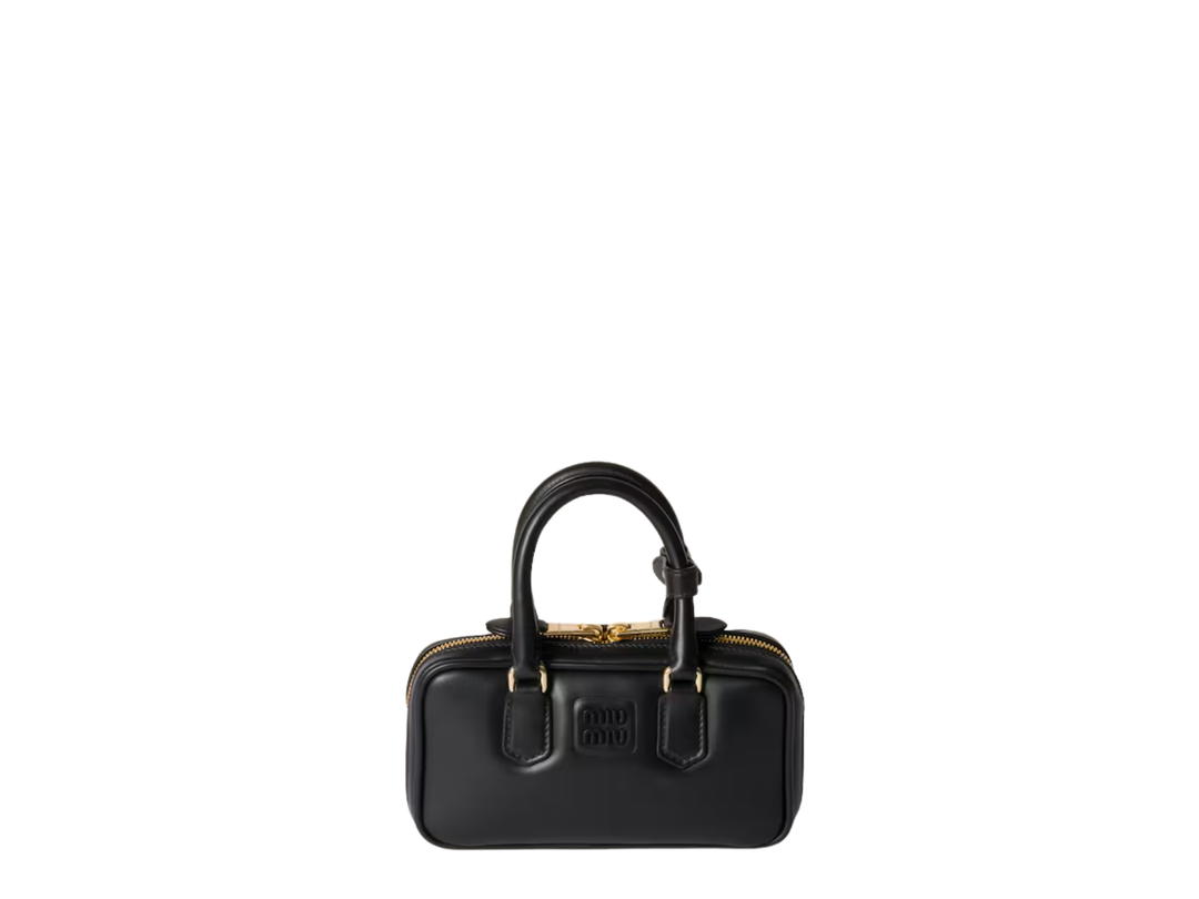 Miu Miu Miu Miu Arcadie Leather Mini Bag With Gold-Tone Hardware Black